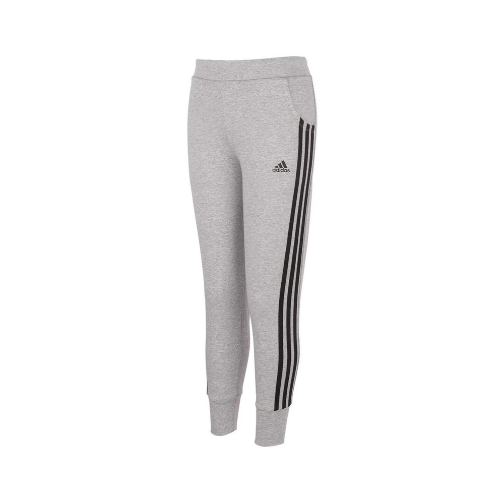 NWT adidas Girls' 3-Stripes Cotton Joggers, Color: Medium Grey Heather, Size: 5